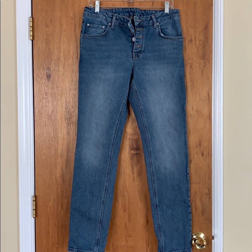 Skinny button fly jeans